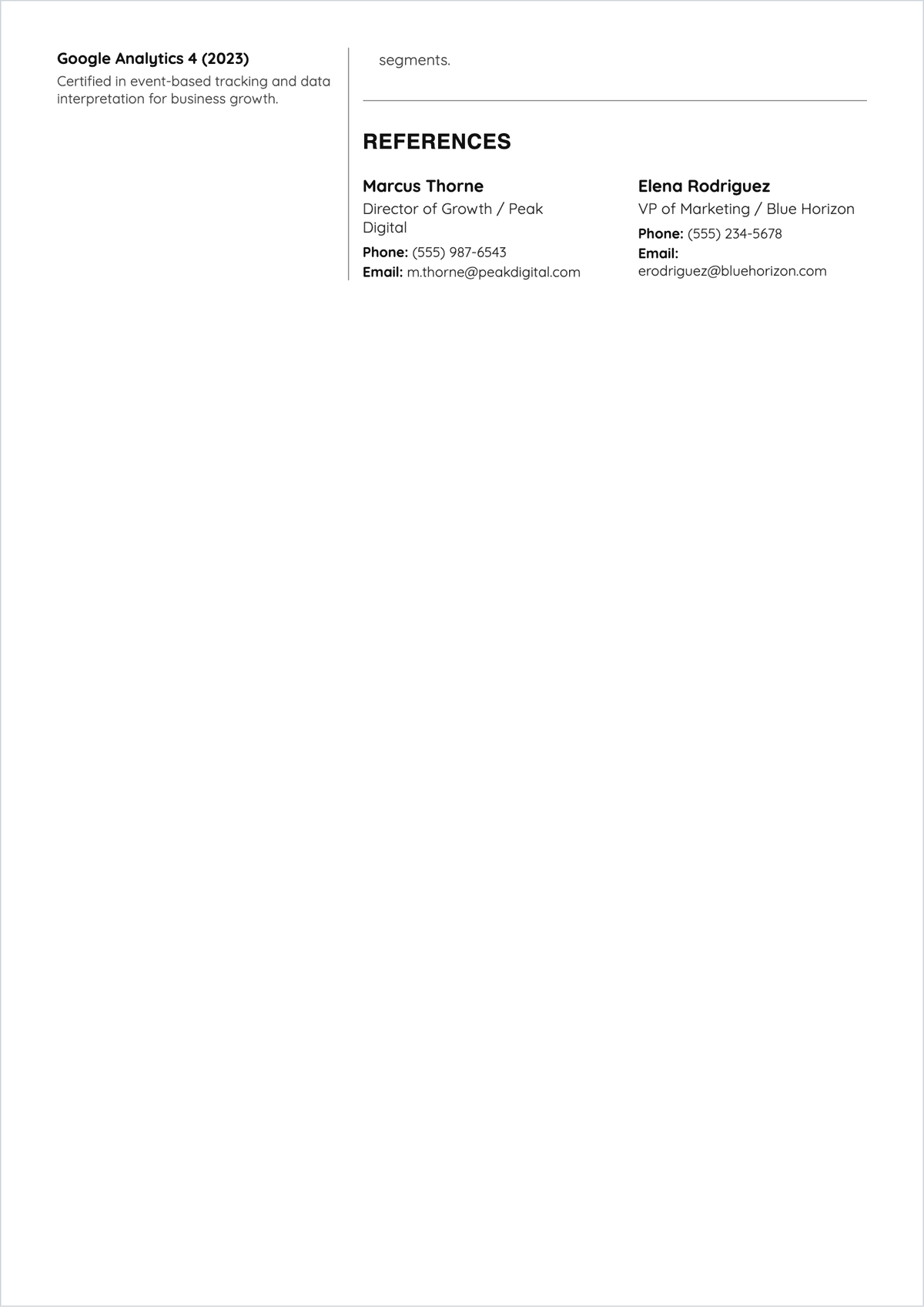 Free CV Marketing ATS CV Template, AI CV Builder