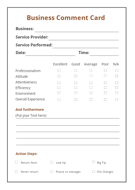 FREE Comment Card Template Word DOC PSD InDesign Apple MAC FREE Comment Card Template Word DOC PSD InDesign Apple MAC