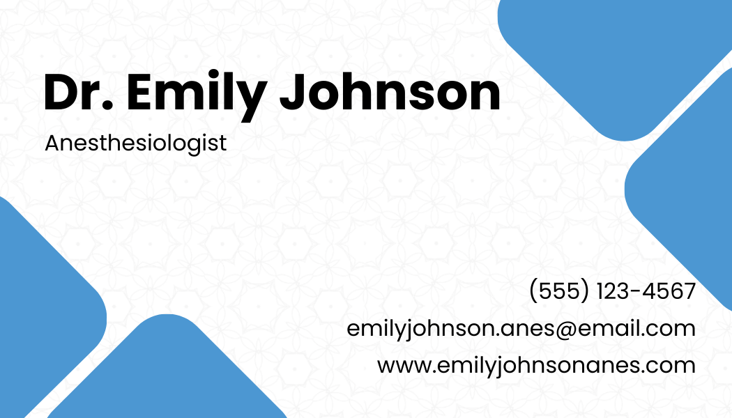 Anesthesiologist Business Card