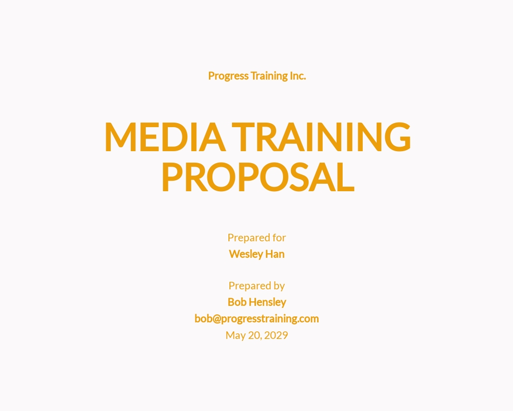 Media Training Proposal Template - Google Docs, Word, Apple Pages Regarding Training Proposal Template