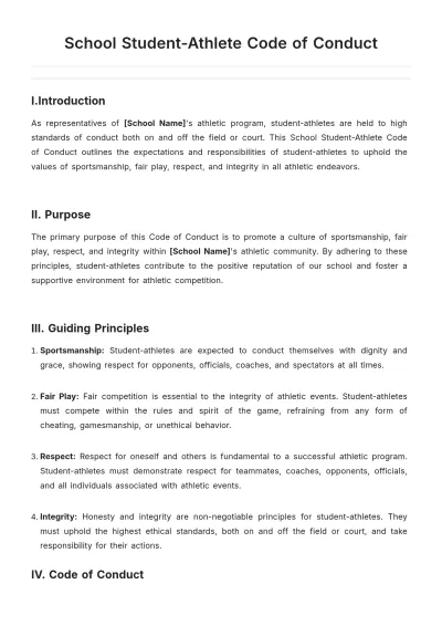 Free School Student-Athlete Code of Conduct Template to Edit Online