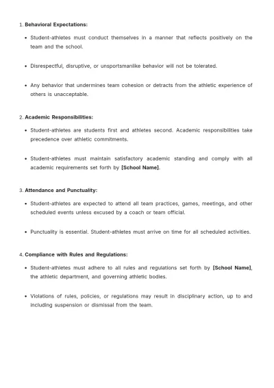 Free School Student-Athlete Code of Conduct Template to Edit Online