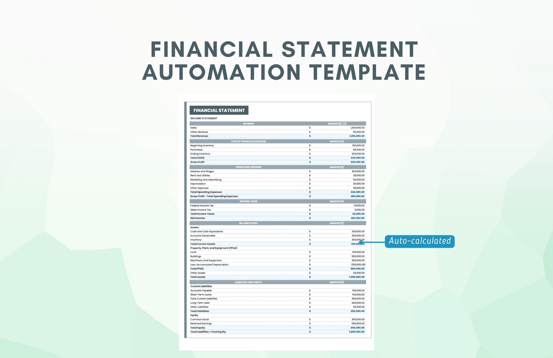 Financial Statement Automation Template