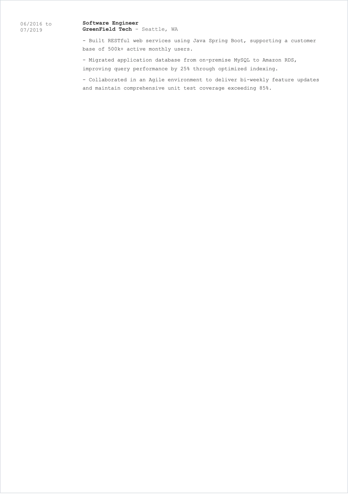 Free CV Tech ATS CV Template, AI CV Builder