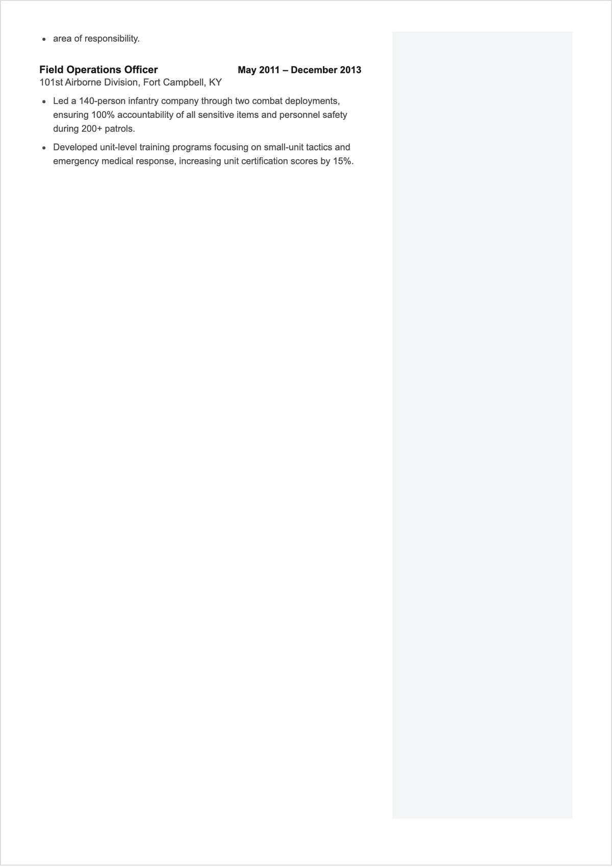 Free CV Military ATS CV Template, AI CV Builder