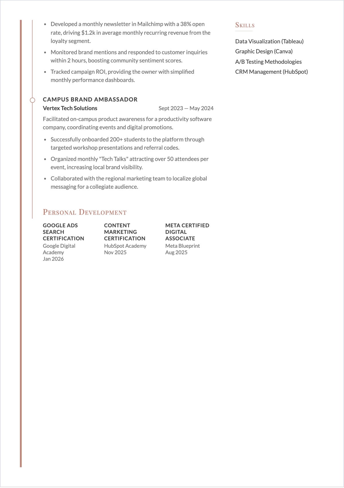 Free CV Intern ATS CV Template, AI CV Builder