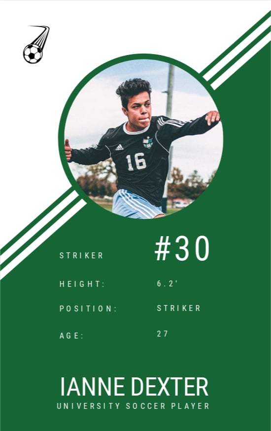 Soccer Trading Card Template in Illustrator, Word, Apple Pages, PSD