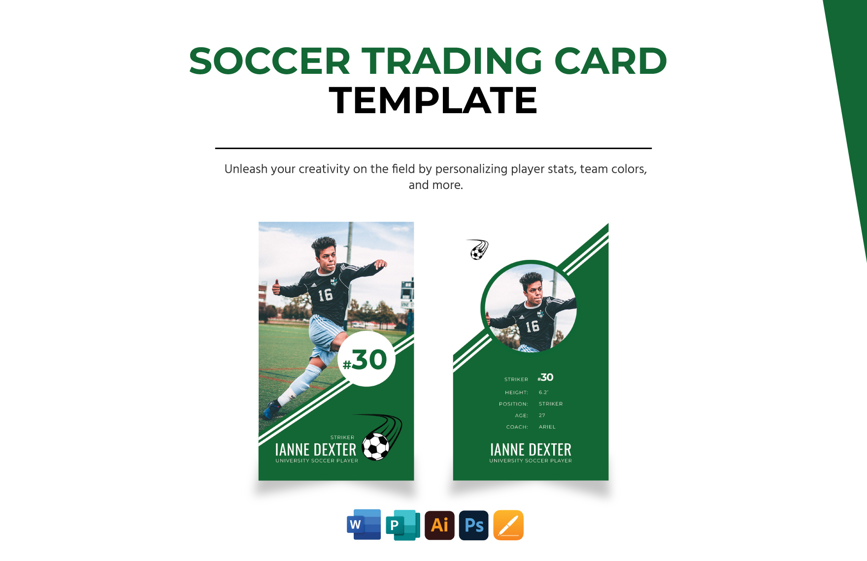 Soccer Trading Card Template in Pages, Publisher, Illustrator, PSD, Word - Download | Template.net