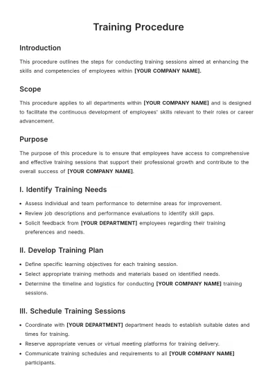 Free Training Procedure Template to Edit Online
