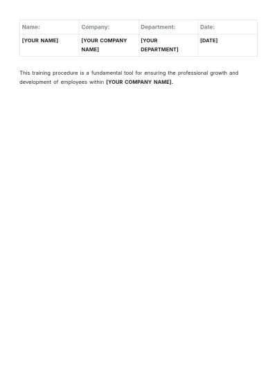 Free Training Procedure Template to Edit Online