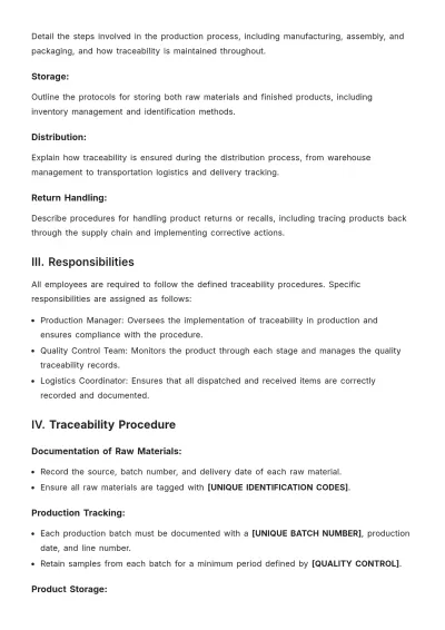 Free Traceability Procedure Template to Edit Online