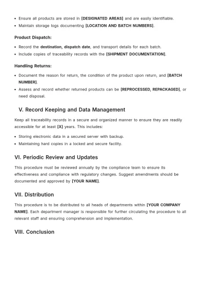 Free Traceability Procedure Template to Edit Online