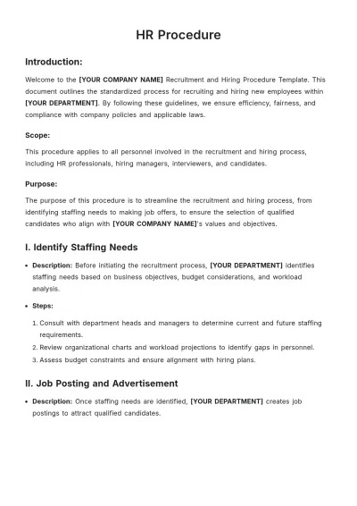 Free HR Procedure Template to Edit Online