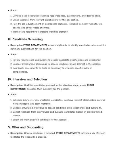 Free HR Procedure Template to Edit Online