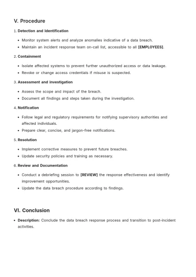 Free Data Breach Procedure Template to Edit Online