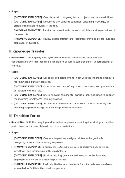 Free Handover Procedure Template to Edit Online