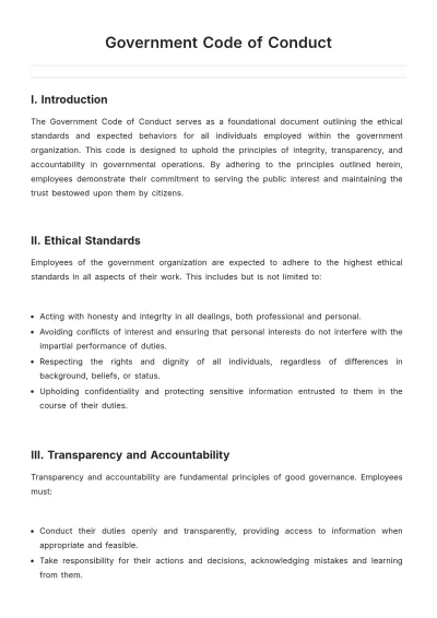 Free Government Code of Conduct Template to Edit Online