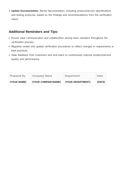 Free Verification Procedure Template to Edit Online