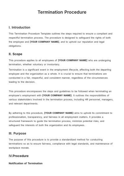 Free Termination Procedure Template to Edit Online