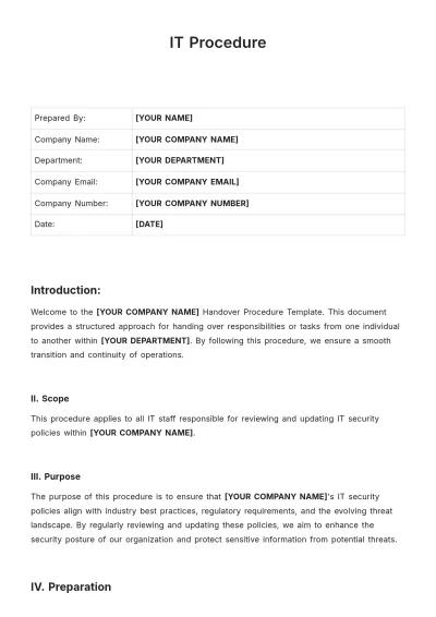 Free IT Procedure Template to Edit Online