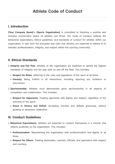 Free Athlete Code of Conduct Template to Edit Online