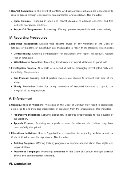 Free Athlete Code of Conduct Template to Edit Online