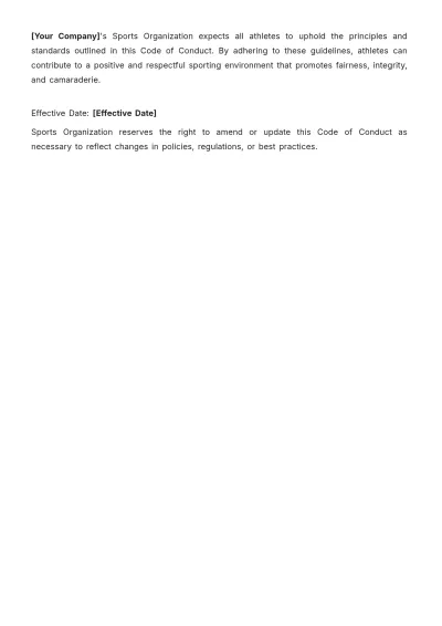 Free Athlete Code of Conduct Template to Edit Online