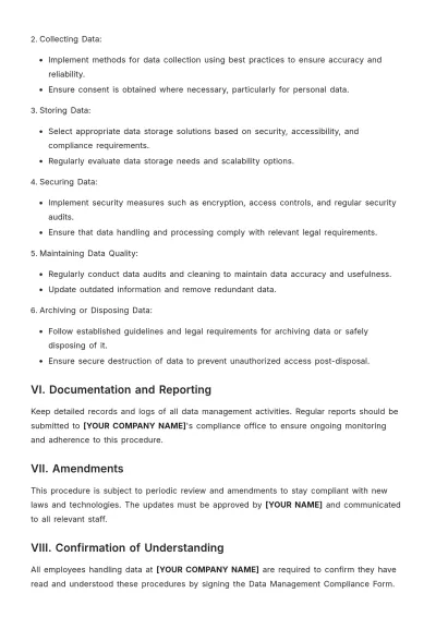 Free Data Management Procedure Templates to Edit Online