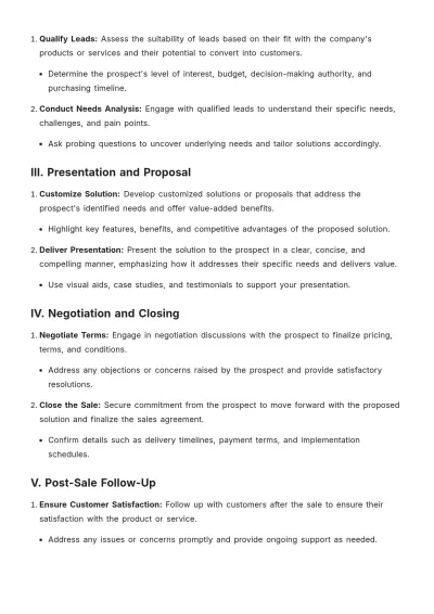 Free Sales Procedure Template to Edit Online