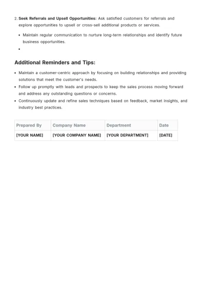 Free Sales Procedure Template to Edit Online