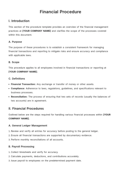 Free Financial Procedure Template to Edit Online