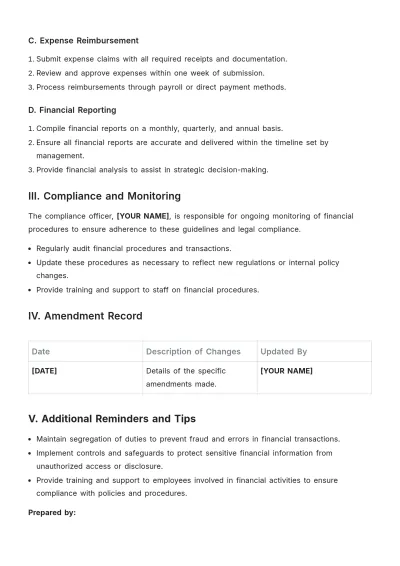Free Financial Procedure Template to Edit Online