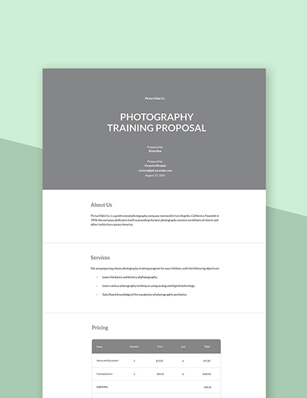 FREE Photography Proposal Templates in PDF Template net
