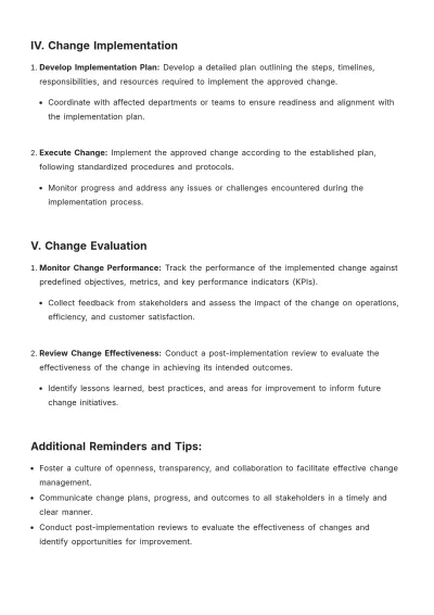 Free Management Of Change Procedure Template to Edit Online