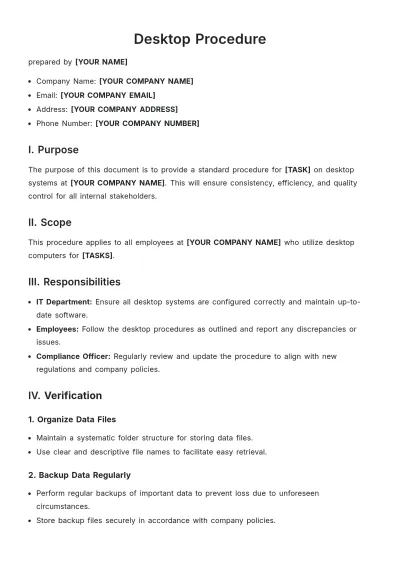 Free Desktop Procedure Template to Edit Online