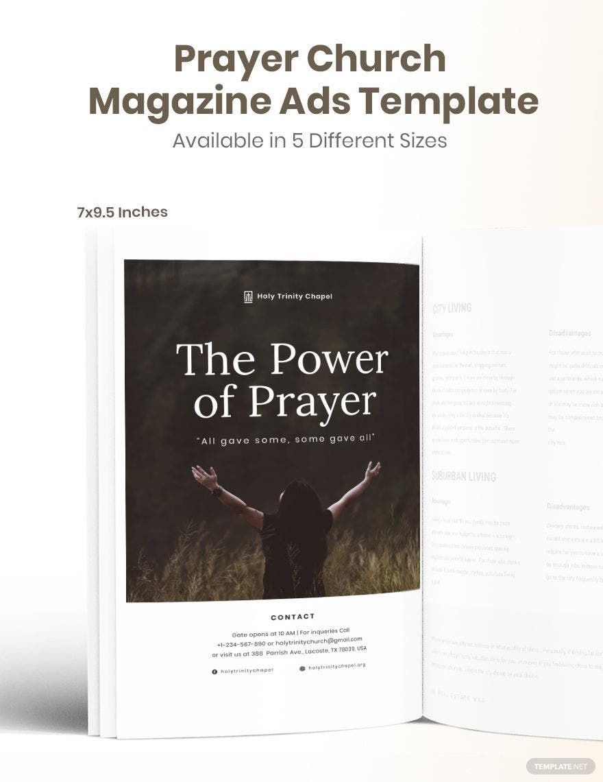 Prayer Church Magazine Ads Template