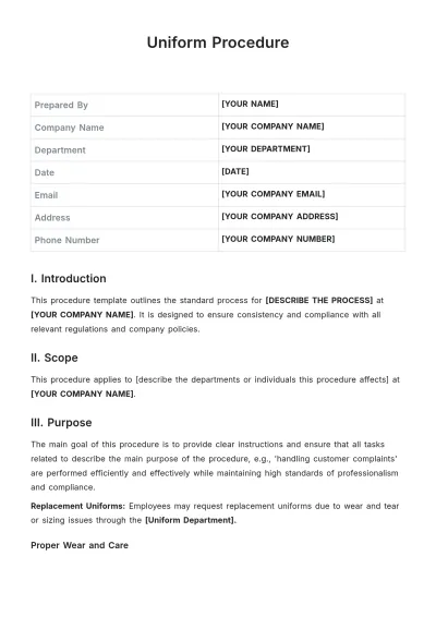 Free Uniform Procedure Template to Edit Online