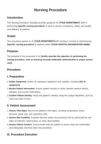 Free Nursing Procedure Template to Edit Online