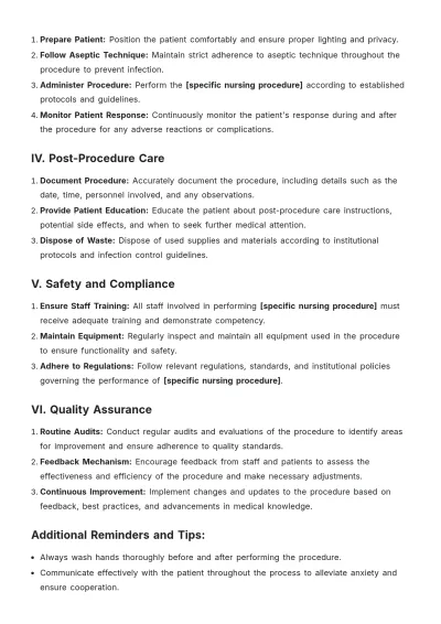 Free Nursing Procedure Template to Edit Online