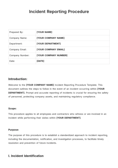 Free Incident Reporting Procedure Template to Edit Online