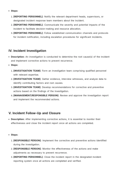 Free Incident Reporting Procedure Template to Edit Online