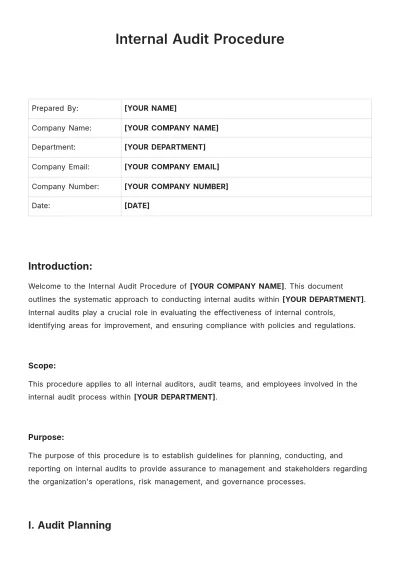 Free Internal Audit Procedure Template to Edit Online