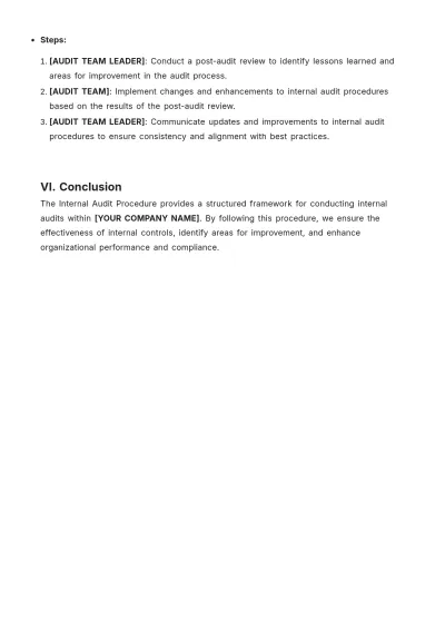 Free Internal Audit Procedure Template to Edit Online