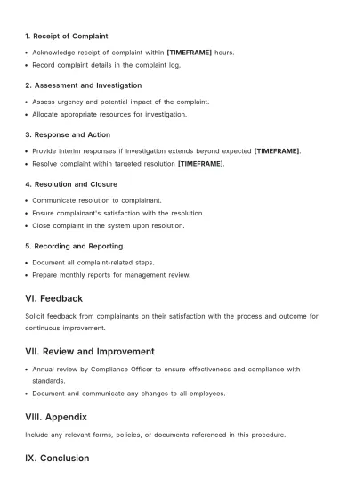 Free Complaints Procedure Template to Edit Online