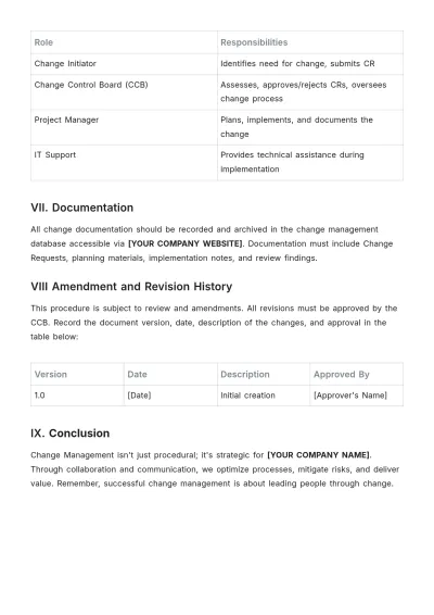 Free Change Management Procedure Template to Edit Online