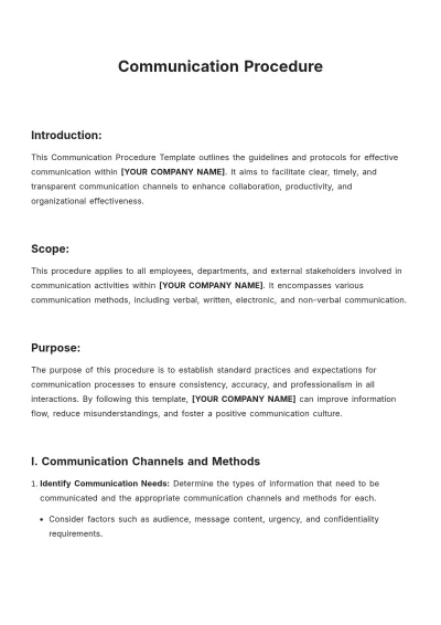 Free Communication Procedure Template to Edit Online