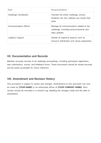 Free 5 Day Challenge Procedure Template to Edit Online
