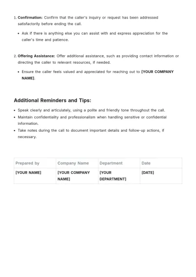 Free Telephone Answering Procedure Template to Edit Online