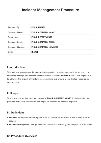 Free Incident Management Procedure Template to Edit Online