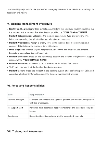 Free Incident Management Procedure Template to Edit Online